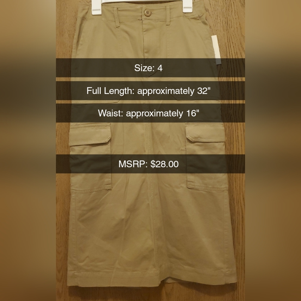 UNIVERSAL THREAD Tan Cargo Midi Skirt NWT Size: 4 - Picture 9 of 11